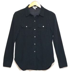 Paige Cotton Button Down Shirt Women’s Navy Blue Long Sleeve S Classic Casual